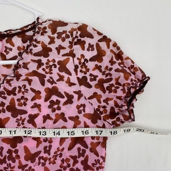 Koi By Kathy Peterson Ombre Butterfly V-Neck Short Sleeve Scrub Top Pink Size XS - Picture 8 of 8